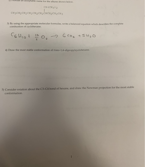 Solved 2 Provide An Acceptable Name For The Alkane Shown Chegg