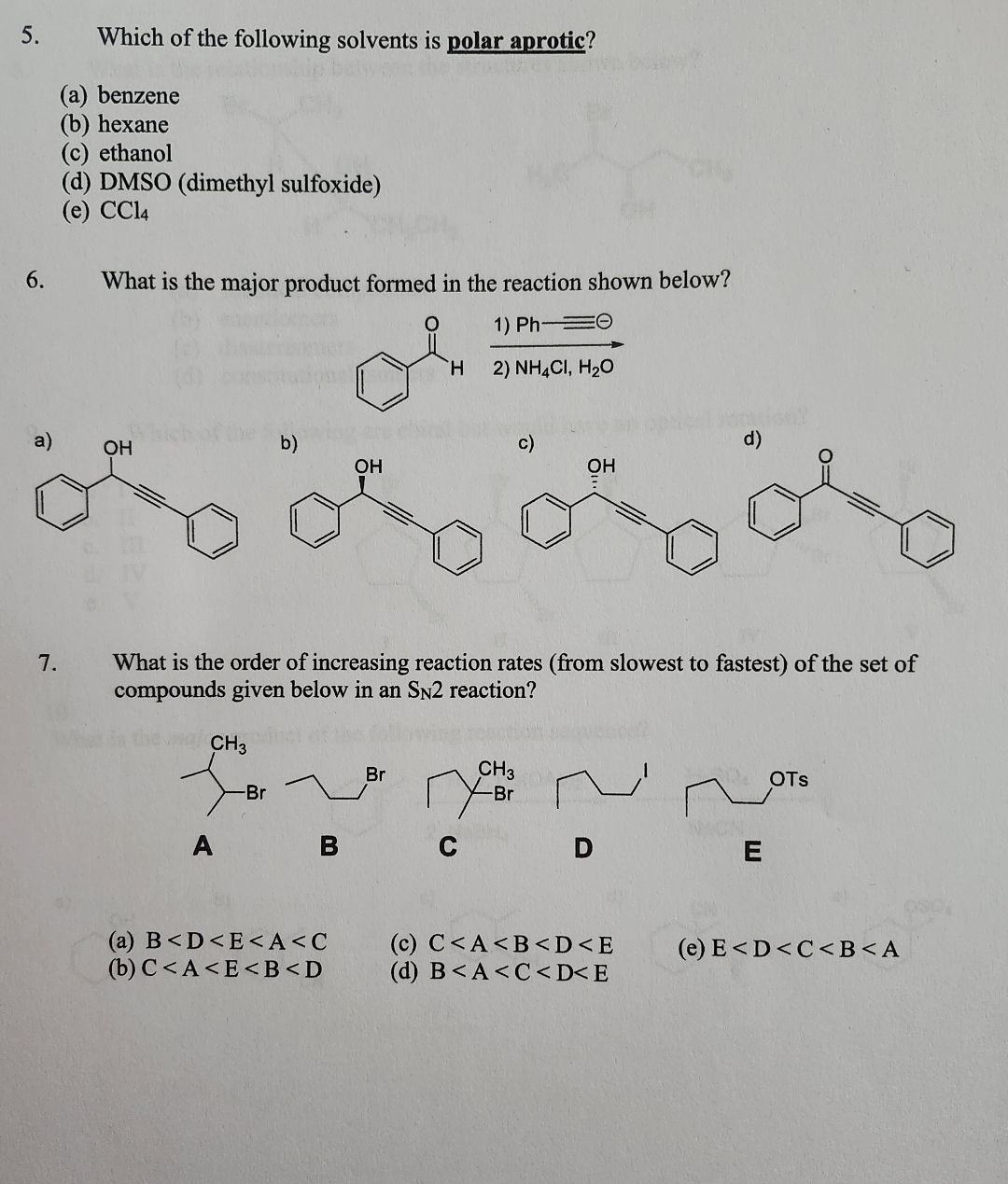 Solved Which Of The Following Solvents Is Polar Aprotic A Chegg