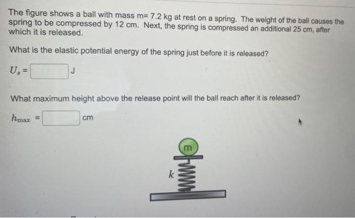 Solved The Figure Shows A Ball With Mass M Kg At Rest On Chegg