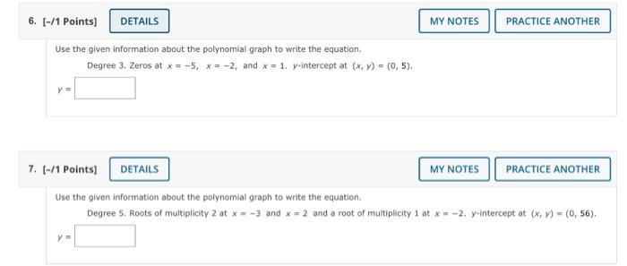 Solved Use The Given Information About The Polynomial Graph Chegg