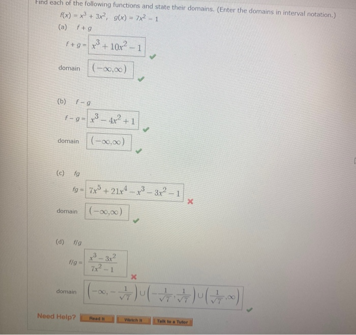 Solved Find Each Of The Following Functions And State Their Chegg