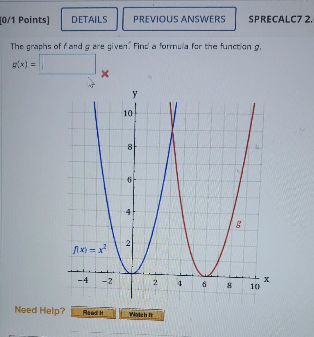 The Graphs Of F And G Are Given Find A Formula For Chegg