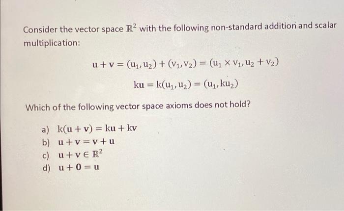 Solved Consider The Vector Space R With The Following Chegg