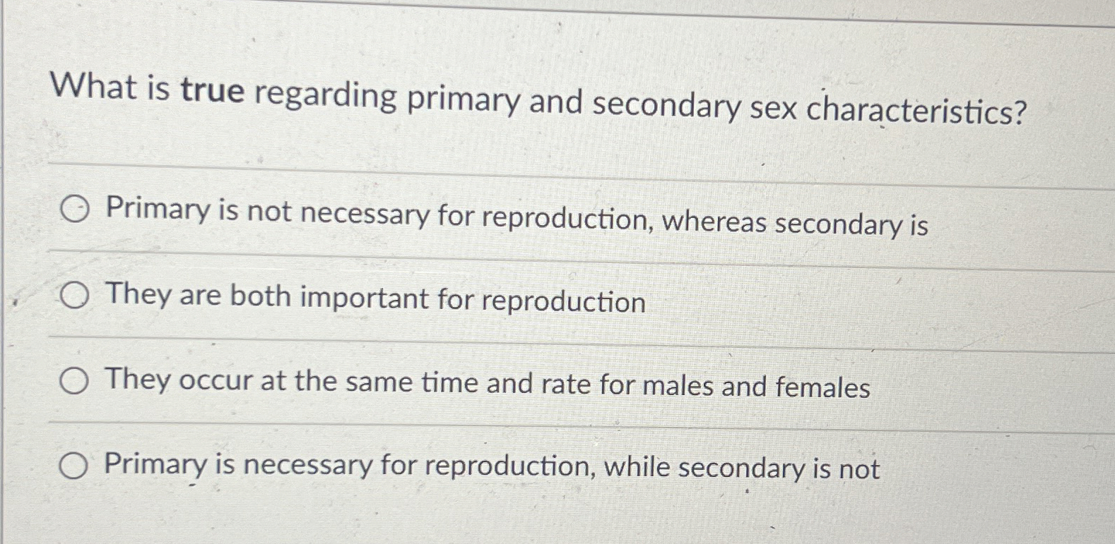 What Is True Regarding Primary And Secondary Sex Chegg