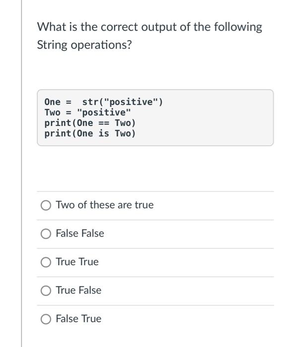 Solved What Is The Correct Output Of The Following String Chegg