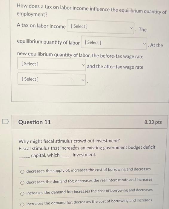 Solved How Does A Tax On Labor Income Influence The Chegg