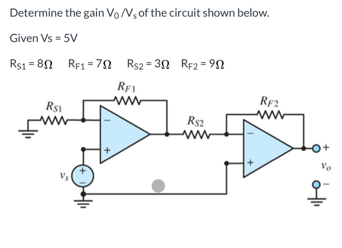 Solved Determine The Gain VoNs Of The Circuit Shown Below Chegg