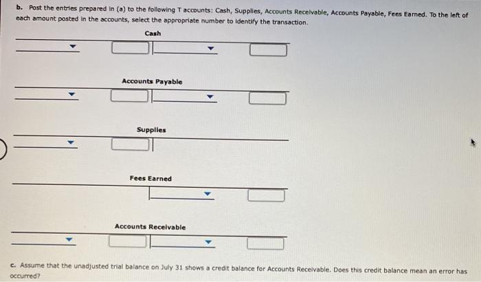 Solved Transactions And T Accounts The Following Selected Chegg