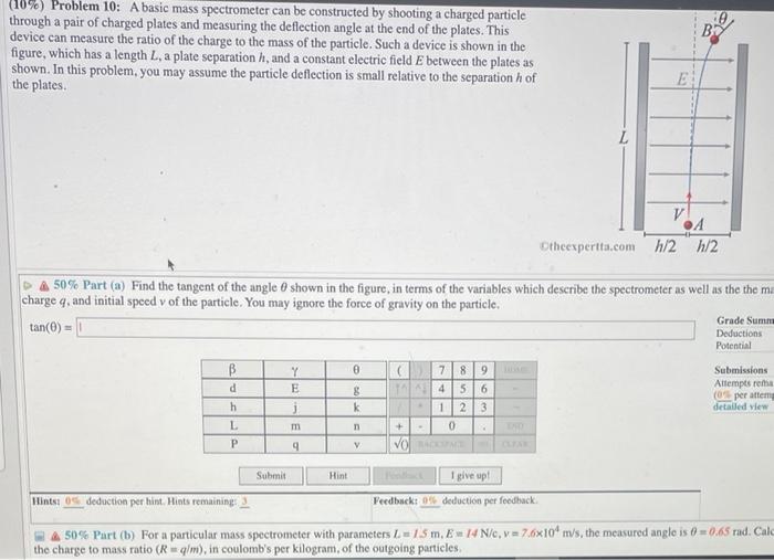 Solved 10 Problem 10 A Basic Mass Spectrometer Can Be Chegg