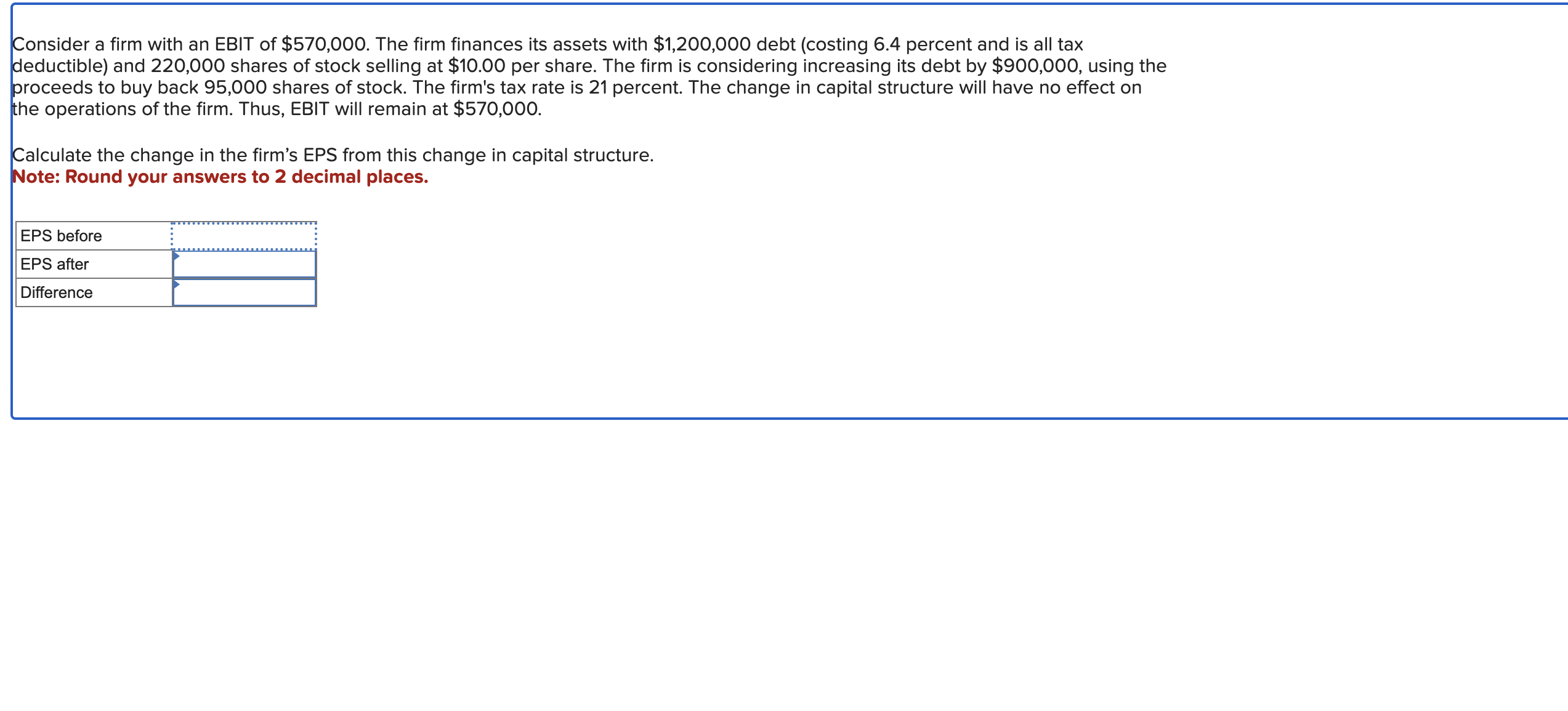 Consider A Firm With An EBIT Of 570 000 The Firm Chegg