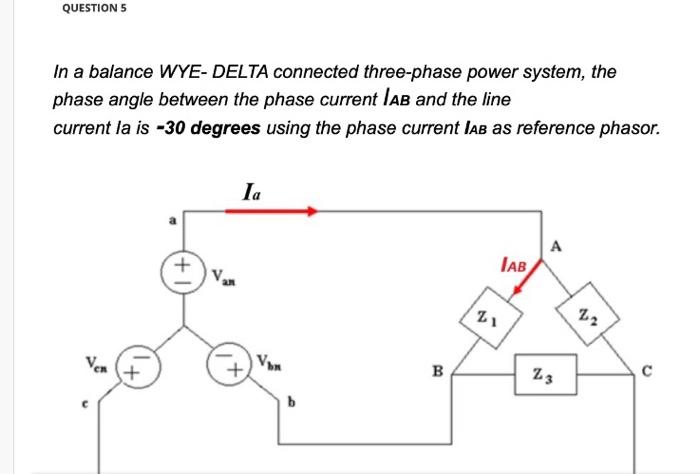 Solved QUESTION 5 In A Balance WYE DELTA Connected Chegg