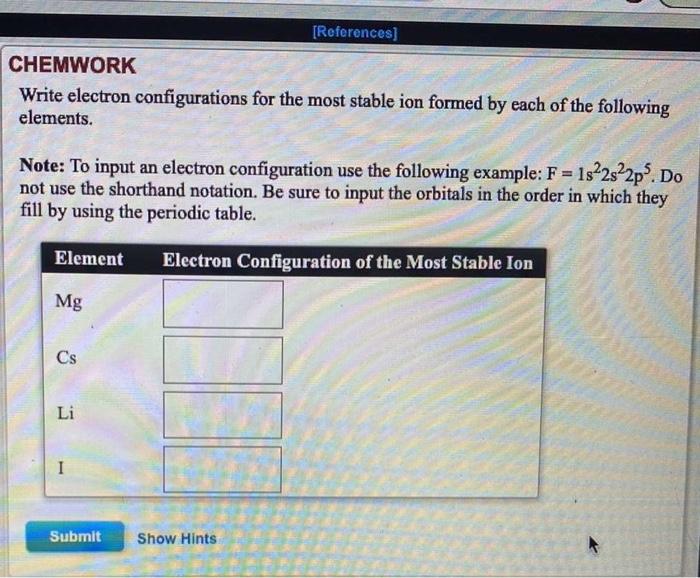 Solved References CHEMWORK Write Electron Configurations Chegg