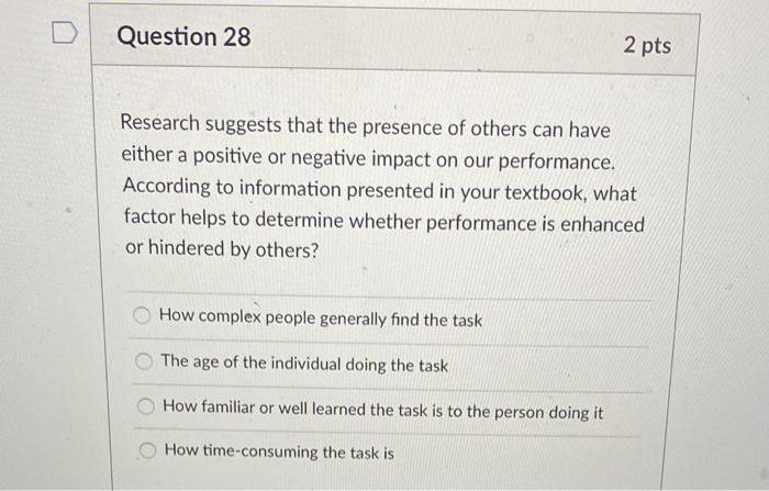 Solved Question Pts Research Suggests That The Presence Chegg