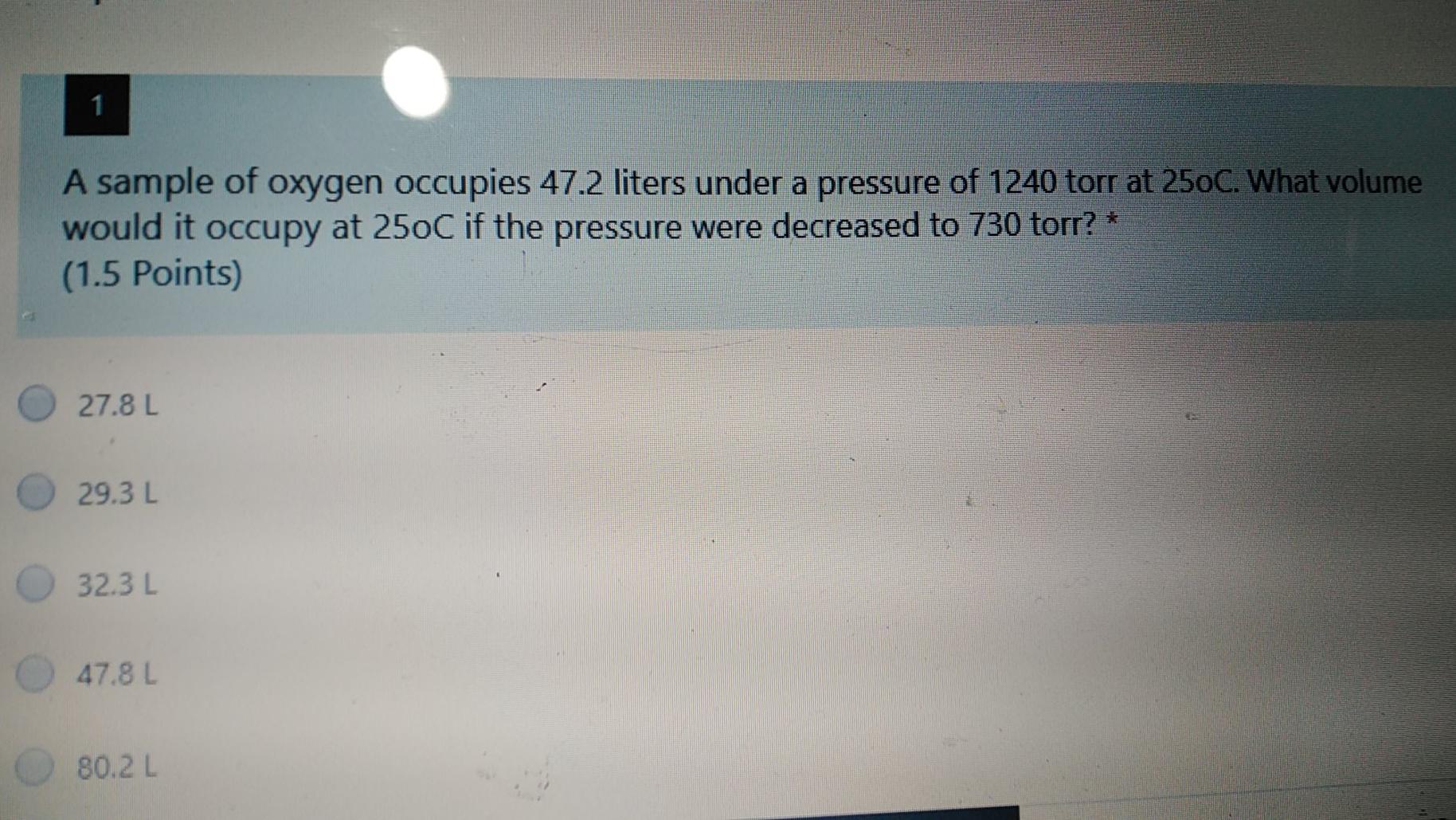 Solved A Sample Of Oxygen Occupies Liters Under A Chegg