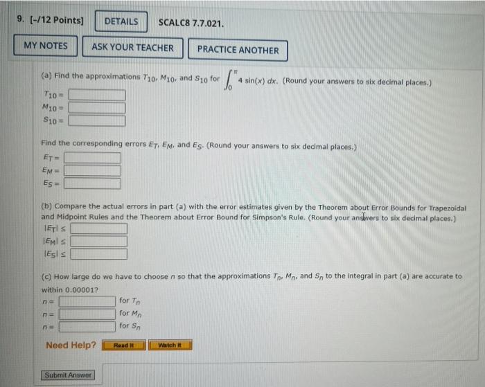 Solved Points Details Scalc My Notes Ask Chegg