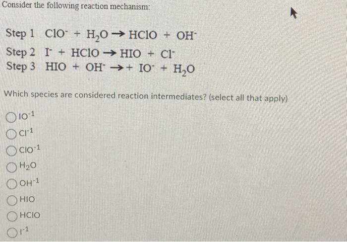 Solved Consider The Following Reaction Mechanism Step Chegg