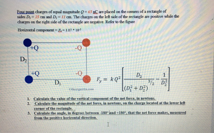 Solved Four Point Charges Of Equal Magnitude Q Nc Are Chegg