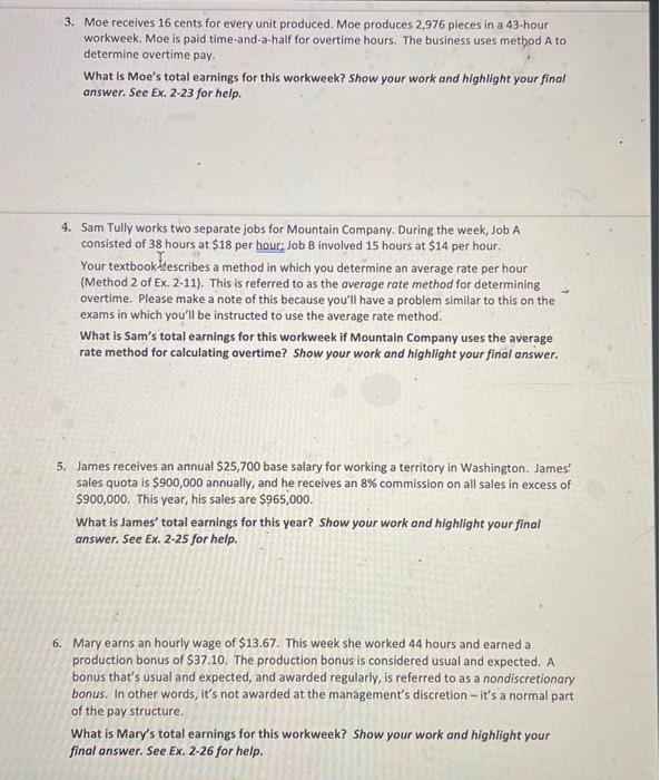 Solved Unless Instructed Otherwise Compute Hourly Rate And Chegg