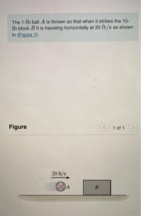 Solved The Lb Ball A Is Thrown So That When It Strikes The Chegg