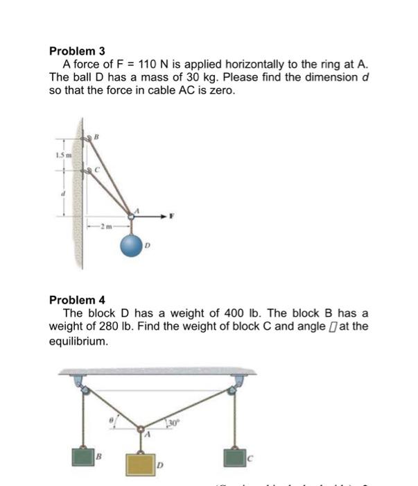 Solved Problem 3 A Force Of F 110 N Is Applied Horizontally Chegg