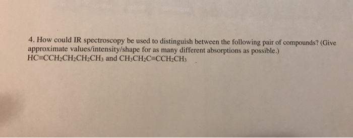 Solved 4 How Could IR Spectroscopy Be Used To Distinguish Chegg