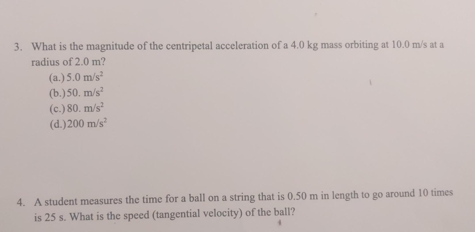 Solved That Is The Magnitude Of The Centripetal Acceleration Chegg