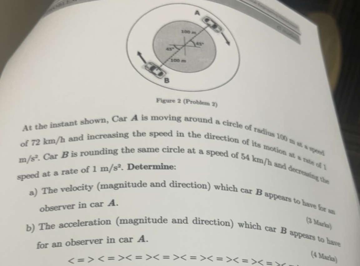 Solved Figure 2 Problem 2 At The Instant Shown Car A Is Chegg