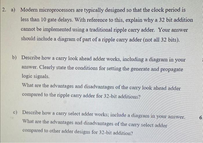 Solved A Modern Microprocessors Are Typically Designed So Chegg