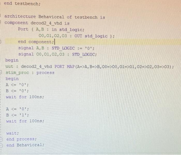 Solved Entity Decod Vhd Is Port Ain Std Logic B In Std Chegg