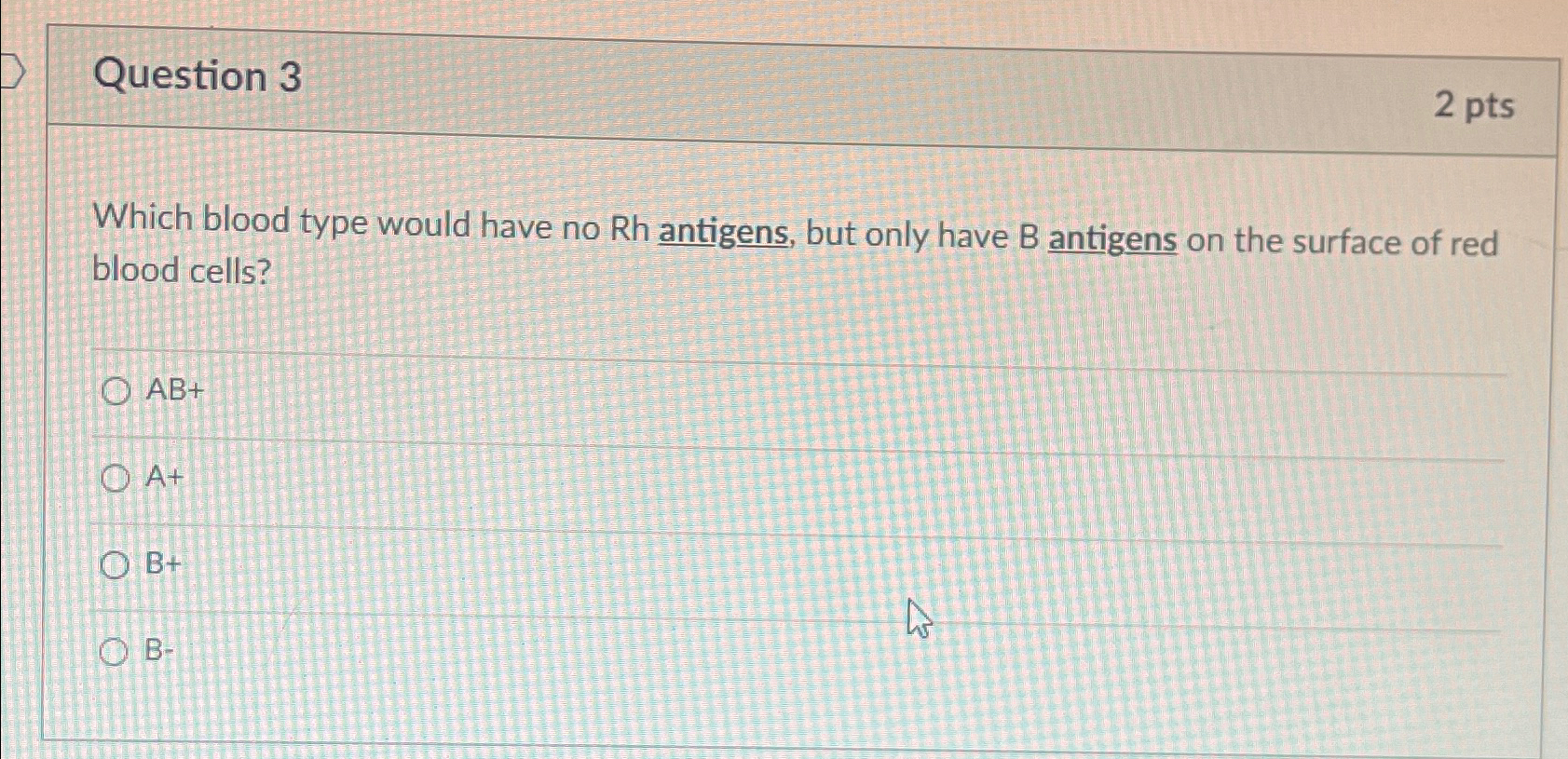 Solved Question 32 PtsWhich Blood Type Would Have No Rh Chegg