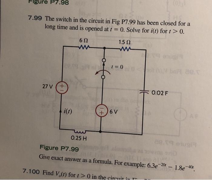 Solved Figure P The Switch In The Circuit In Fig Chegg