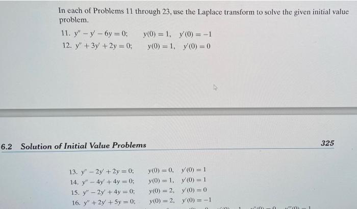 Solved In Each Of Problems Through Use The Laplace Chegg