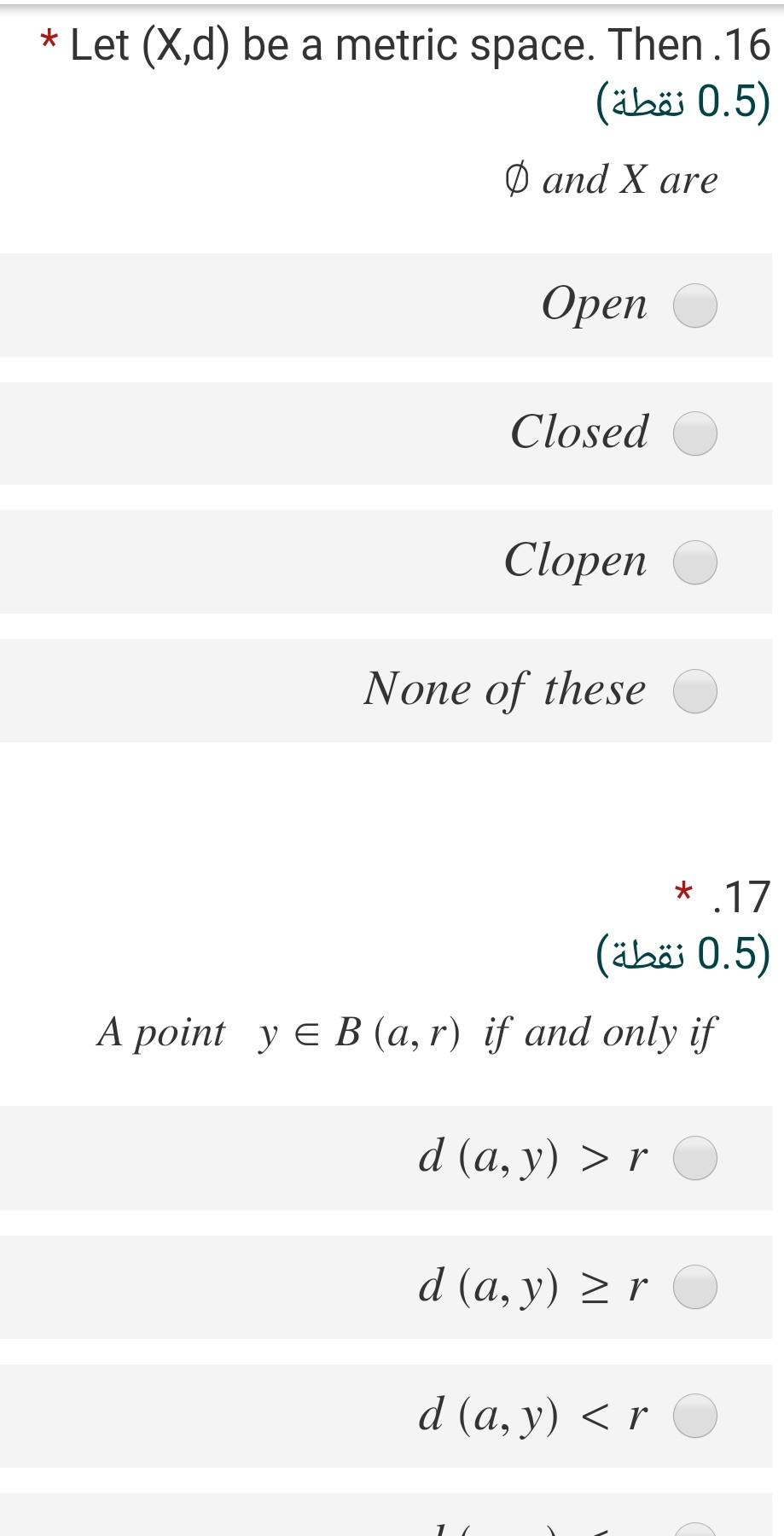 Solved Let X d be a metric space Then 16 0 5 نقطة 0 Chegg