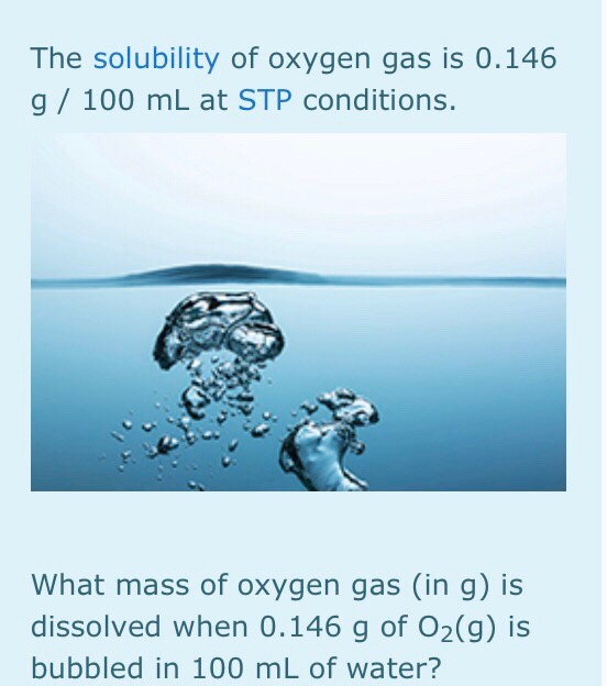 Solved The Solubility Of Oxygen Gas Is G Ml At Chegg