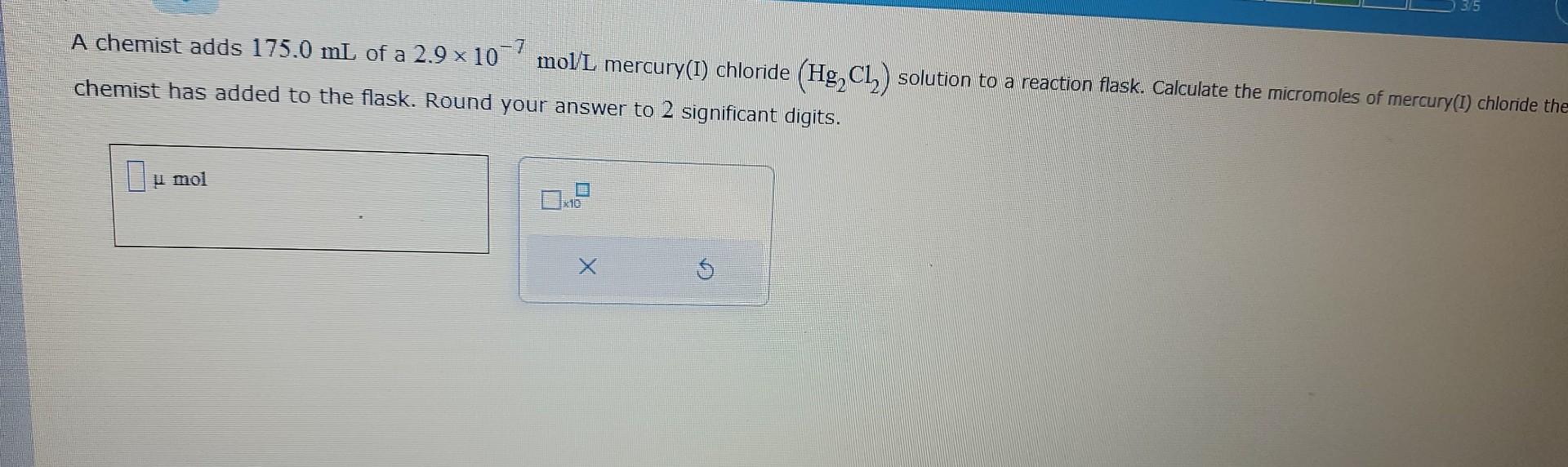 Solved A Chemist Adds Ml Of A Mol L Chegg