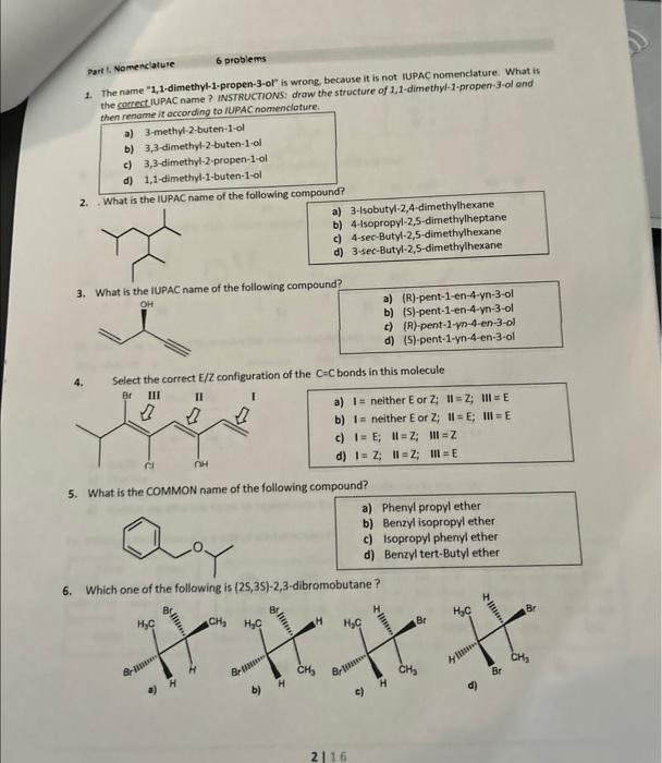 Solved The Name Dimethyl Propen Of Is Wrong Chegg