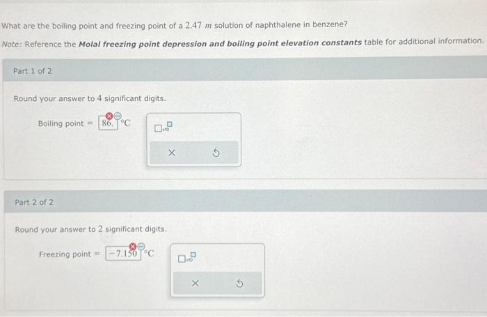 Solved What Are The Boiling Point And Freezing Point Of A Chegg