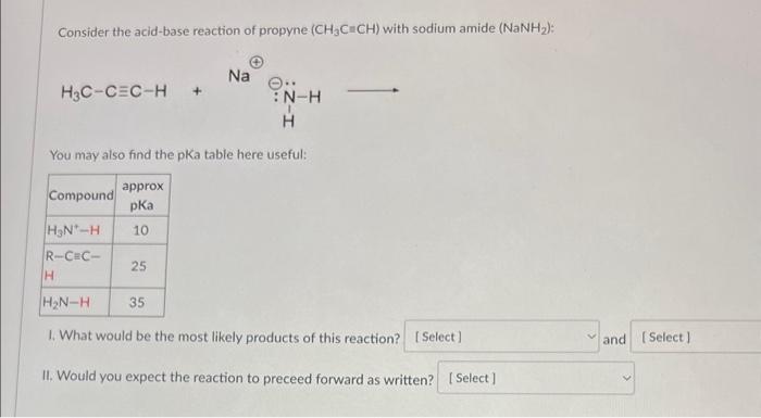 Solved Consider The Acid Base Reaction Of Propyne Ch Cch Chegg