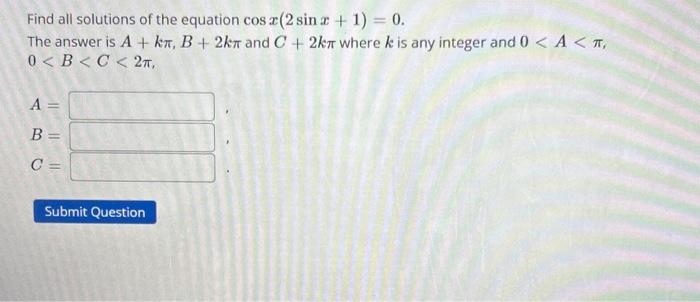 Solved Find All Solutions Of The Equation Cosx 2sinx 1 0 Chegg