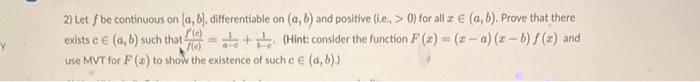 Solved Let F Be Continuous On A B Differentiable On Chegg