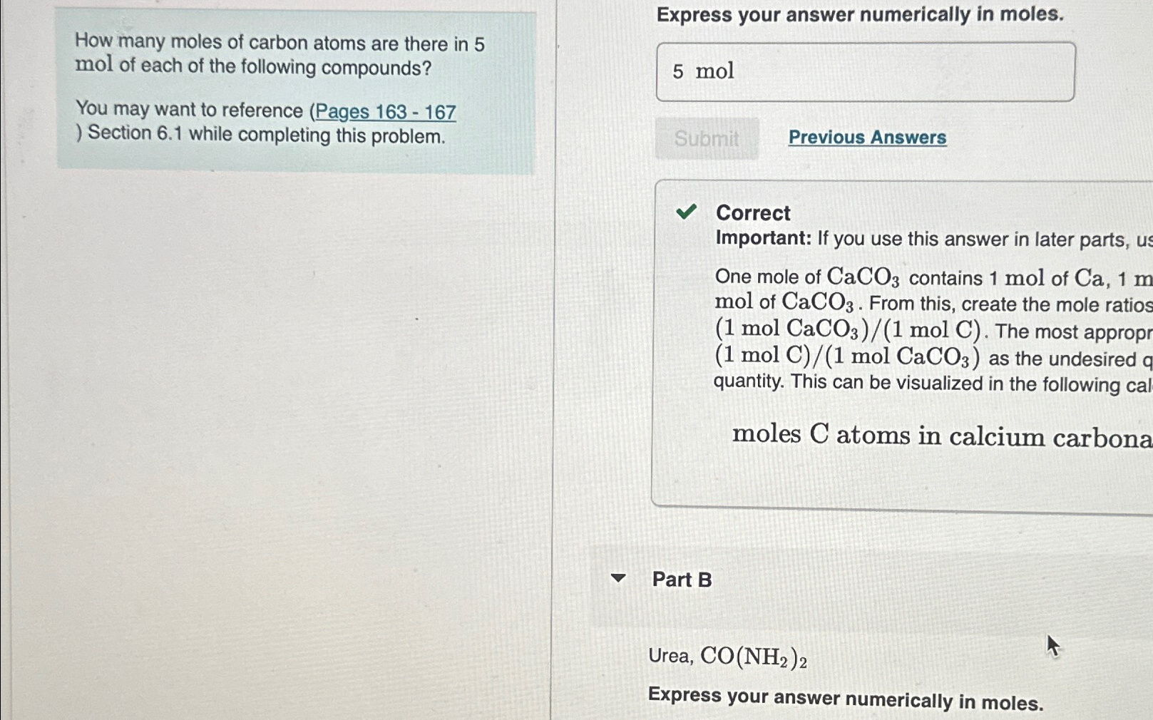 Solved How Many Moles Of Carbon Atoms Are There In 5 Mol Of Chegg