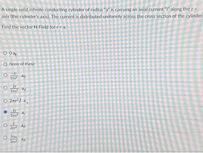 Solved A Single Solid Infinite Conducting Cylinder Of Radius Chegg