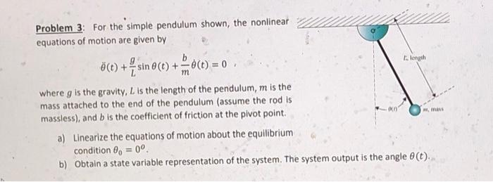 Solved Problem For The Simple Pendulum Shown The Chegg