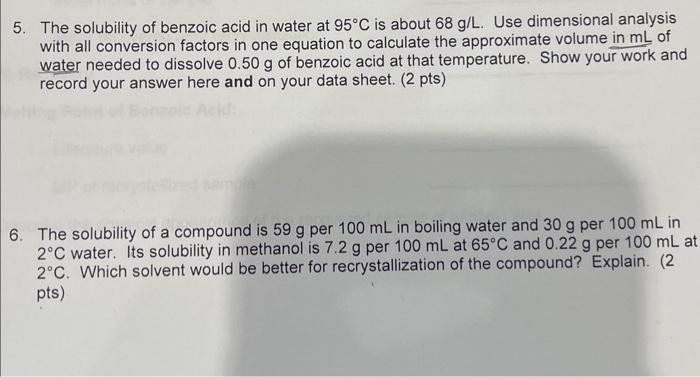 Solved The Solubility Of Benzoic Acid In Water At C Is Chegg