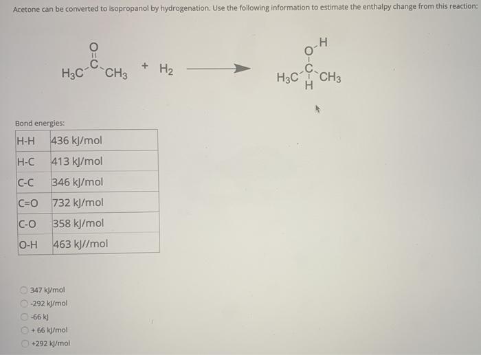 Solved Acetone Can Be Converted To Isopropanol By Chegg