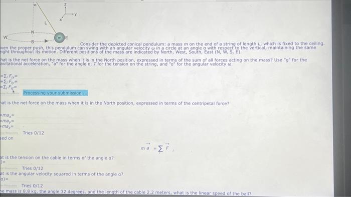 Solved Insider The Depicted Conical Pendulum A Mass M On Chegg