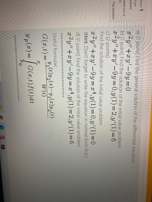 Solved Estion 1 Et Yet Swered Arked Out Of 20 Flag Question Chegg