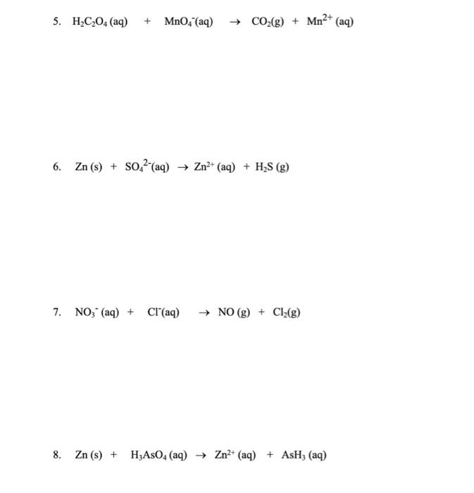 Solved I Balancing In Acidic Solution Balance The Following Chegg