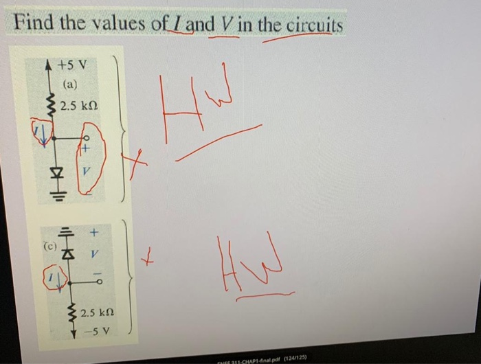 Solved Find The Values Of I And V In The Circuits 5 V A Chegg