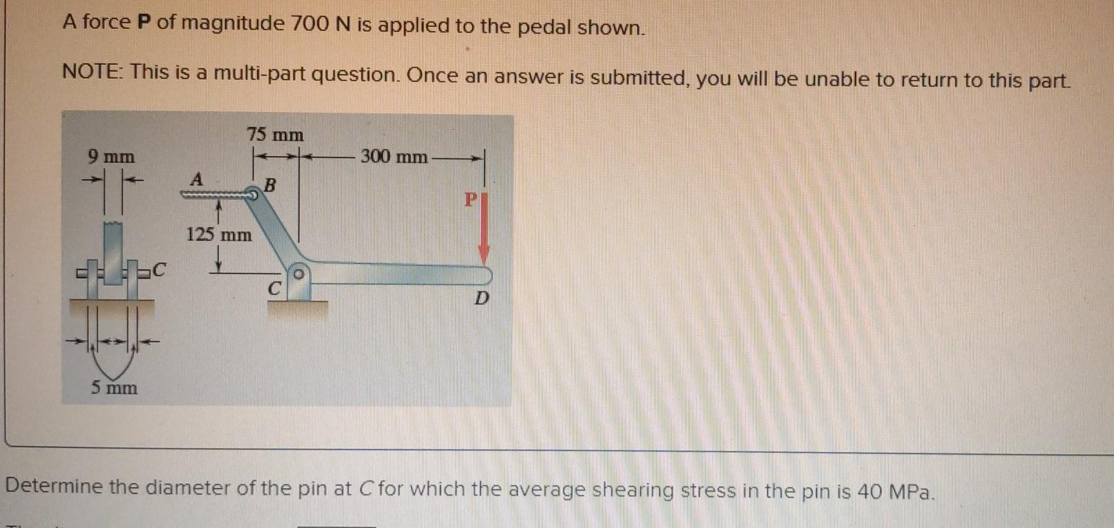 Solved A Force P Of Magnitude N Is Applied To The Pedal Chegg